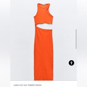 ZARA LONG CUT OUT RIBBED DRESS